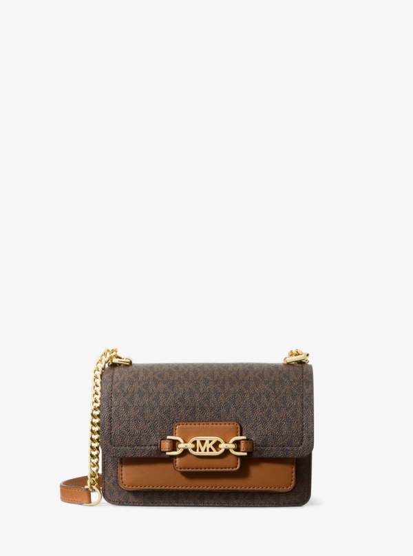 Damske Spojková Taška Michael Kors Heather Extra-Small Logo Čokoláda Žlté - Kabelky Michael Kors Vypredaj | EUXGC-7526
